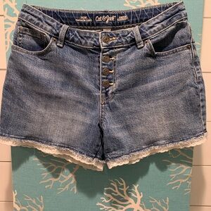 Cat & Jack blue Jean shorts with lace trim.